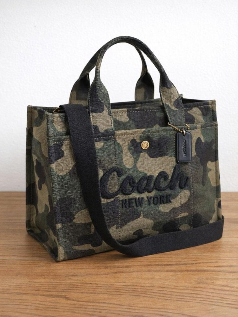 COACH Women’s Canvas Cargo Tote Bag with Camo Print - Picture 2 of 8